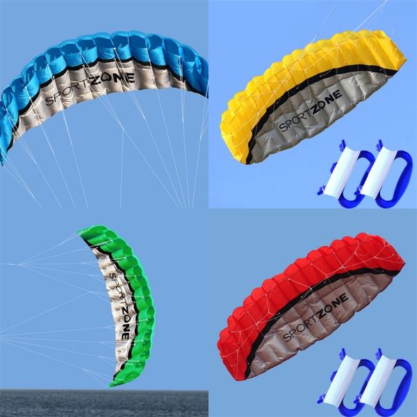

2.5m blue dual line parafoil kite withflying tools power braid sailing kitesurf rainbow sports beach 30 x2
