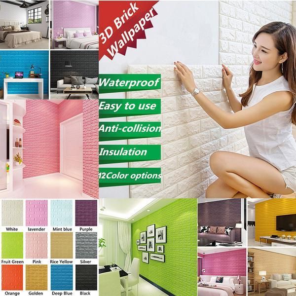 

wallpapers 3d brick wall sticker pe foam wallpaper diy stickers decor embossed stone