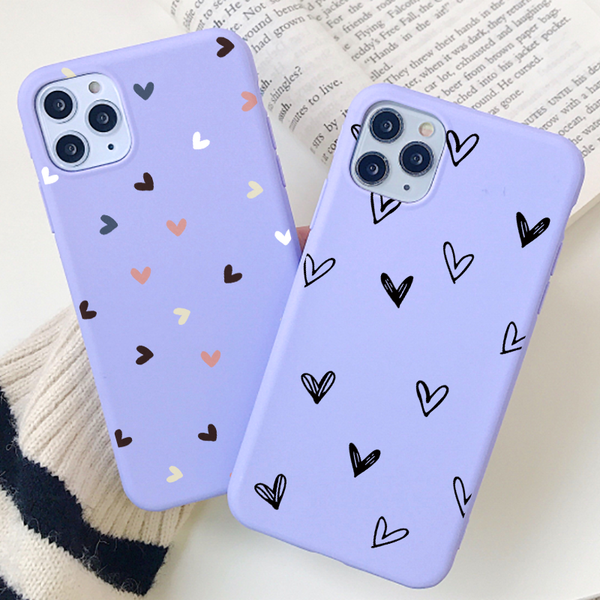 

for iphone 11 pro max xs max xr x 8 7 6 6s plus love heart couples case purple color for iphone se