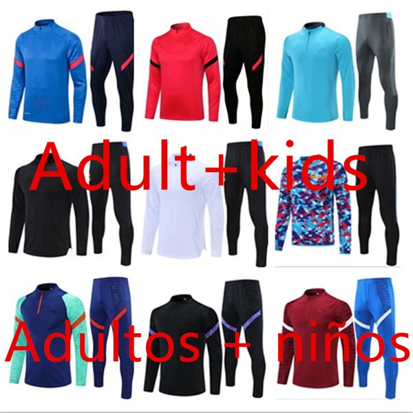 

21 22 griezmann joÃ£o fÃ©lix men + kids jogging football training tracksuit kits hazard benzema memphis de jong survetement foot soccer chanda, Black