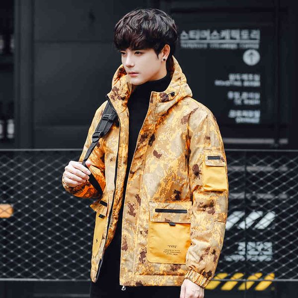 

kuyomens men's down white duck jackets -20 degrees winter camouflage parkas casual hooded coat windbreaker thick warm, Black
