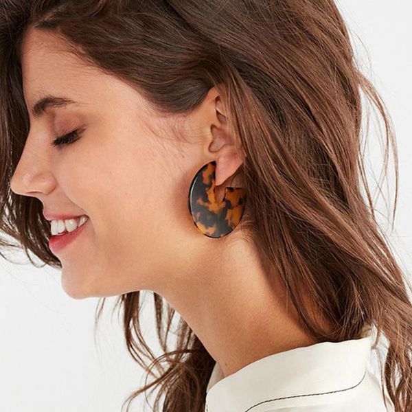 

dangle & chandelier leopard acrylic large round earrings acetate tortoiseshell geometric drop jewelry for women bohemian aros de moda 2021, Silver