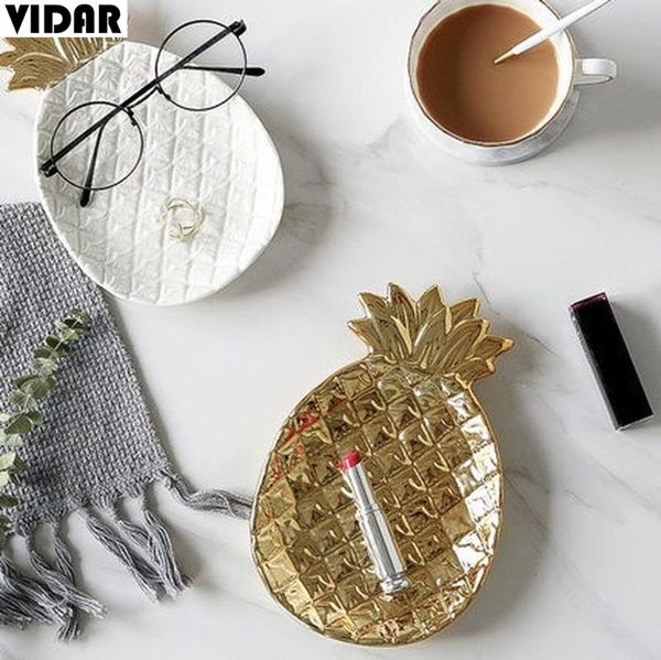 

storage bottles & jars vidar european and american trendy golden pineapple ceramic decorative tray fruit salad jewelry