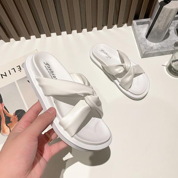 

slippers women's shoes roman sandals casual fashion 2021 summer fairy style cross flat non-slip thick-soled zapatos de mujer, Black