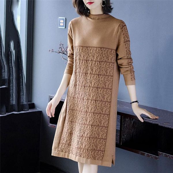 

casual dresses turtleneck long sleeve midi dress vestidos knitted fashion women's office lady the vestido de festa, Black;gray