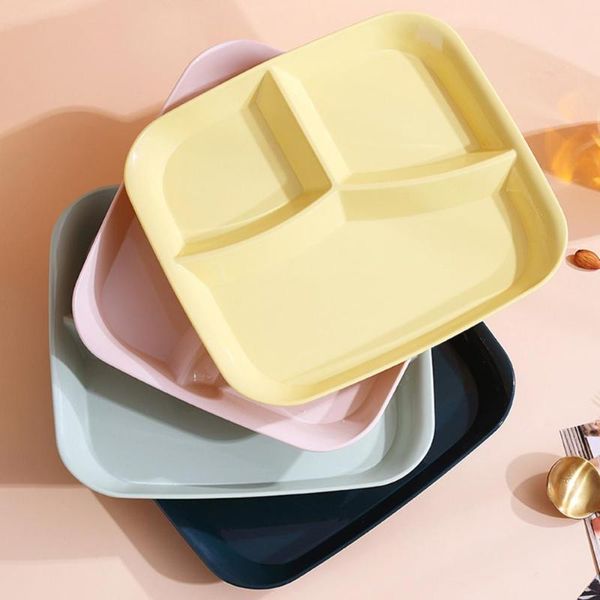 

dishes & plates divided lunch plate 3-grids one person school useful bowl