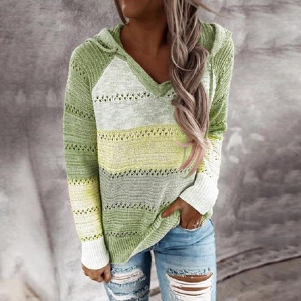 

women's sweaters spring autumn women hooded sweater casual rib knitted long sleeve loose pullover with drawstring hood thin fashion for, White;black