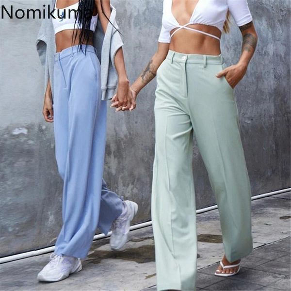 

women's pants & capris nomikuma high waist suit wide leg 2021 spring korean solid women trousers causal pantalones de mujer 6f709, Black;white