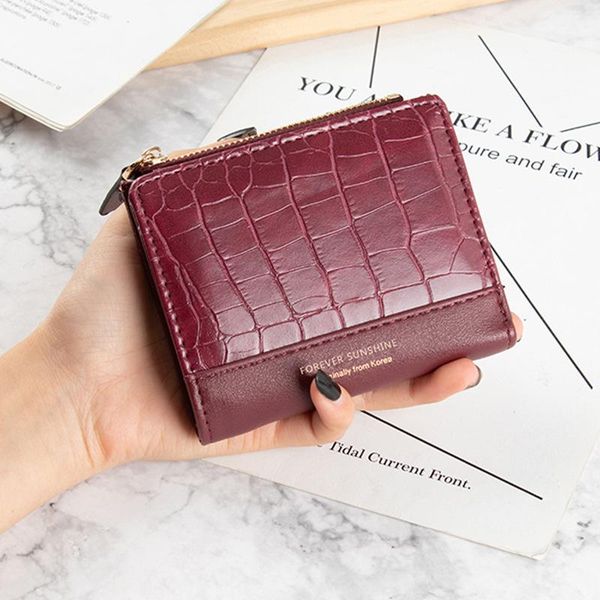 

purse foldable small wallet female short student korean version simple zipper zero fashion card bag driver's license, White