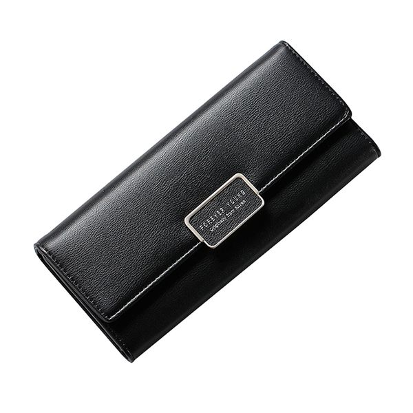 

pu leather solid luxury long wallets women trifold credit card holders clutch purses lady zipper coin purse womens wallet, Red;black