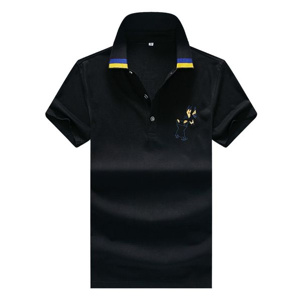 

2021 new solid rushed polo shirt men summer 100% cotton printed shirts brands short sleeve camisas stand collar male 4mef, White;black