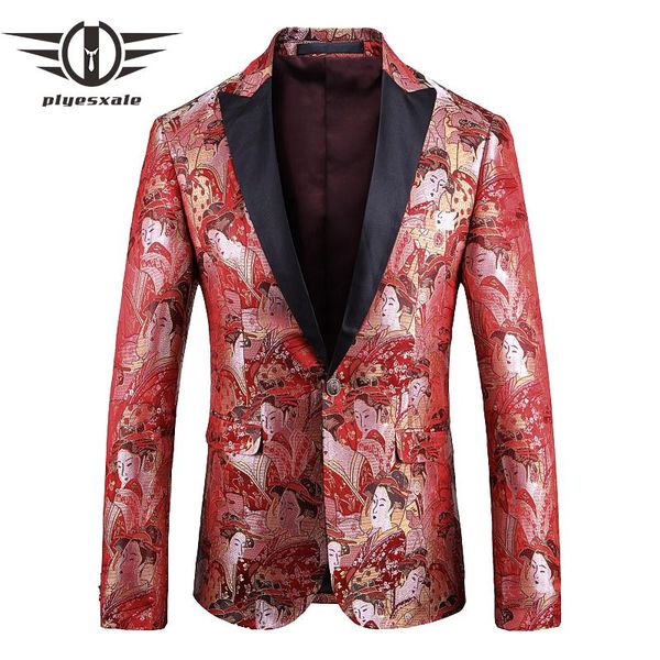 

men's suits & blazers shawl collar blazer for men 2021 autumn mens embroidered jacket japan style prom club stage q746, White;black