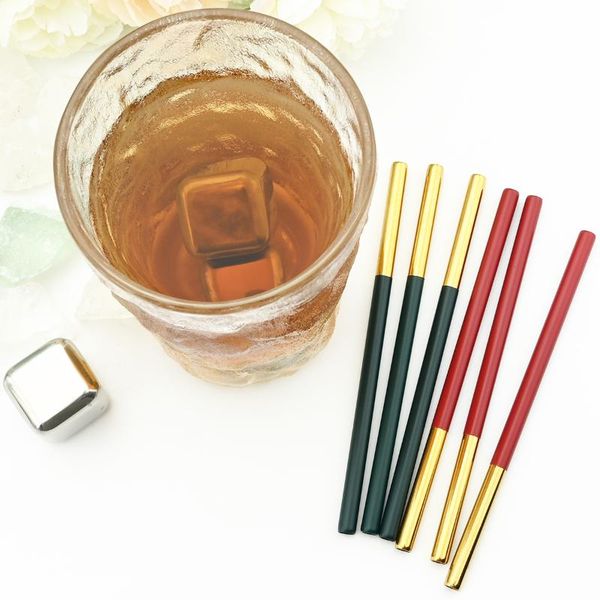 

drinking straws reusable metal set with cleaner brush 18/10 stainless steel straw colorful juice drinkware bar party accessory