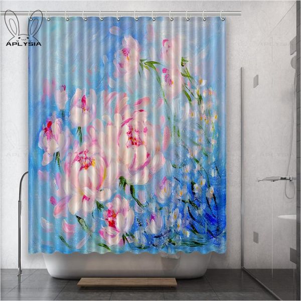 

oil painting flower safflower sunflower feverfew red peony fabric shower curtains for bathroom