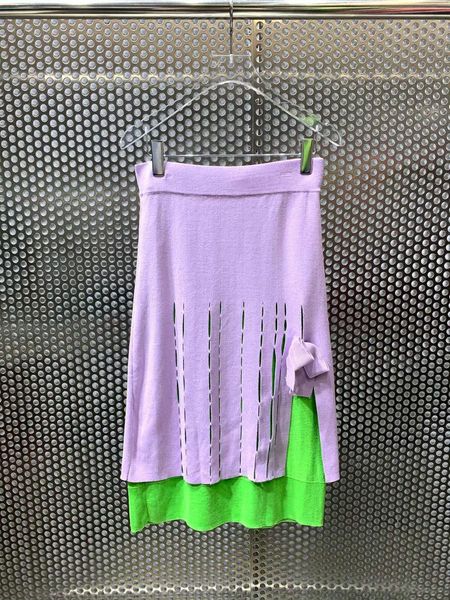 

skirts ladies 2021 fashion stitching woolen hollow skirt 0928, Black