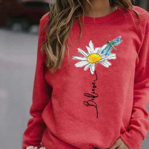 

winter hoodies floral print sweatshirts harajuku spring long sleeve shirts vintage ladies pullovers women sweetshirts, Black