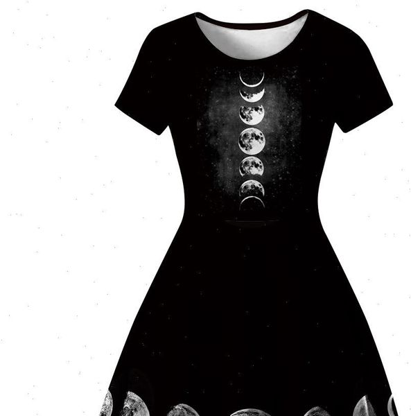 

2021 summer gothic mini dress vintage women short dresses plain purple fashion female moon goth dress, Black;gray