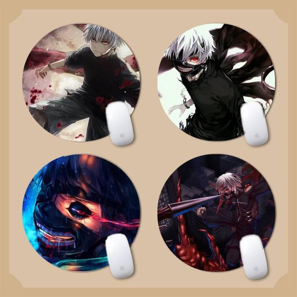 

mouse pads & wrist rests anime ghoul rubber durable deskmousepad round non-slip cushion