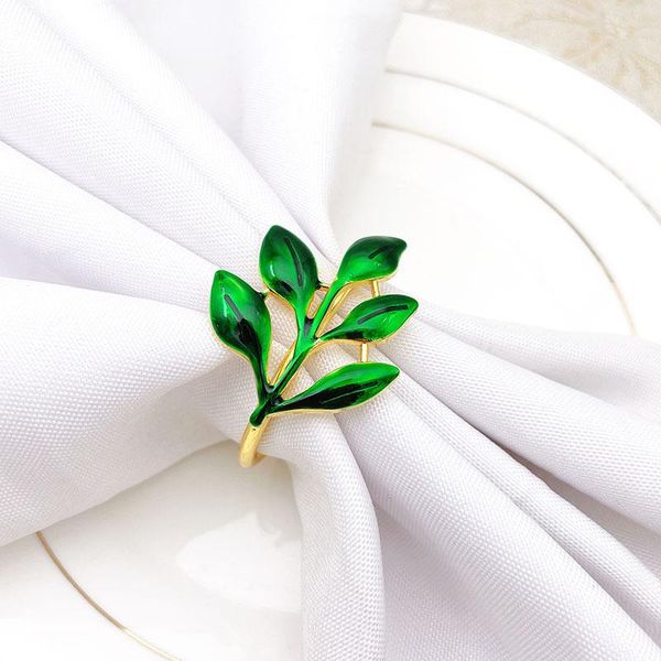 

napkin rings 8pcs/lot green leaf buckle metal link day party deskdecoration ring