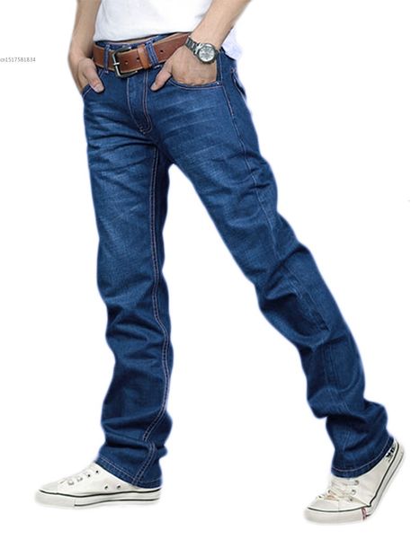 

new designer korea slim fit classic denim jeans broeken straight leg blue size 30~ 34 button wholesale 12