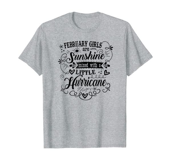 

february girl woman sunshine and hurricane birthday shirt, White;black