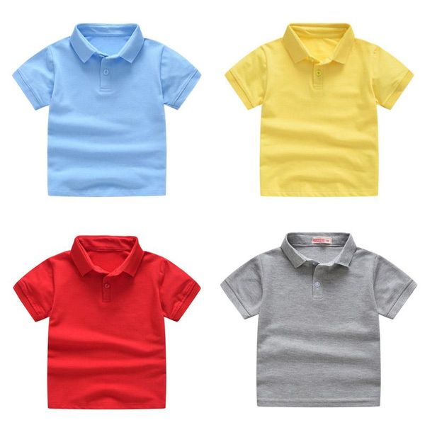 Однотонные рубашки-поло для мальчиков, детские топы с короткими рукавами, повседневная одежда с лацканами для малышей, хлопковые футболки для девочек