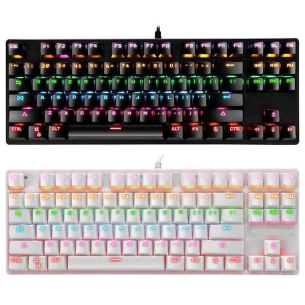 

mechanical keyboard 87 keys switch wired gaming keyboards with rgb backlight for tablet deskrussian sticker pc computer game