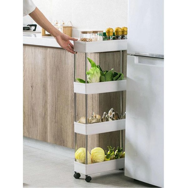 

hooks & rails movable pinch rack kitchen supplies bathroom floor standing gap small cart storage