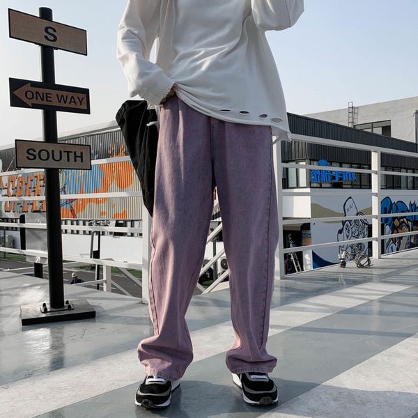 

2021 new wide-leg men's fashion retro casual jeans men streetwear hip-hop straight denim trousers mens s-2xl cjc5, Blue
