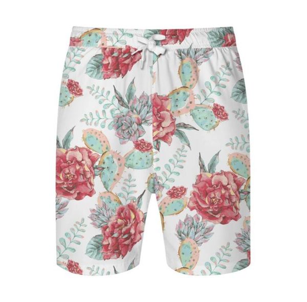 

men's shorts kissqiqi 2021 floral print pants elastic waist beachwear casual hawaiian, White;black