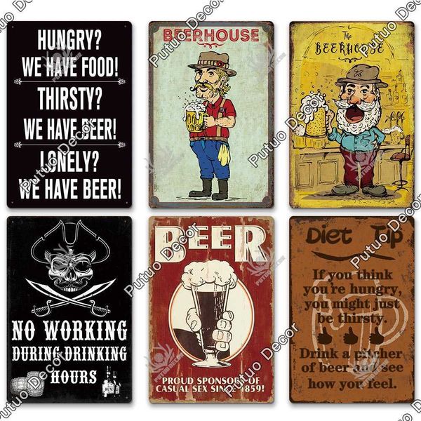 

putuo funny beer tin sign plaque vintage metal plate wall for bar pub club man cave decoration