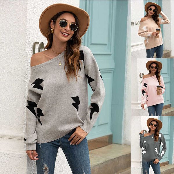 

women's thermal sweater 2021 spring printed round ne, White;black