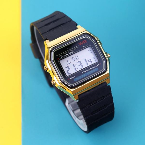 

wristwatches electronic watches for women men rose gold rubber strap led digital wristwatch ladies sport clock relogio feminino, Slivery;brown