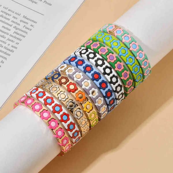 Tila Daisy Flower Charm Boho Color Beads Corda elastica Catena per bracciali originali da donna Gioielli fai-da-te