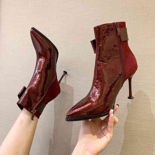 

dress shoes mulheres de tendências zíperes tornozelo do dedo pé apontado botas lápis chelsea marrons couro salto alto curtas 88ew, Black