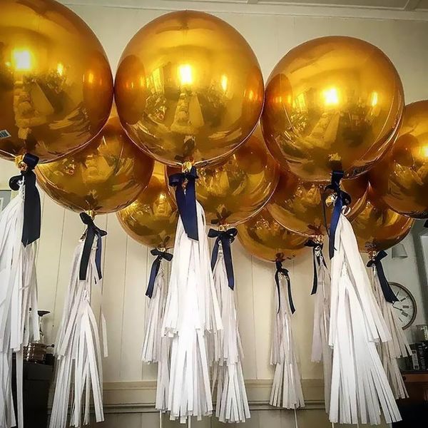 

1pc 18-32inch giant gold silver glossy chrome bubble balloon wedding birthday party decoration metallic balloons helium supplies