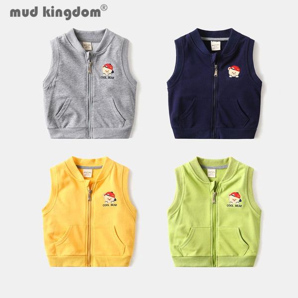 

waistcoat mudkingdom fashion boy vest v-neck cartoon embroidery sleeveless outerwear zipper slant pocket kids clothes spring autumn, Camo