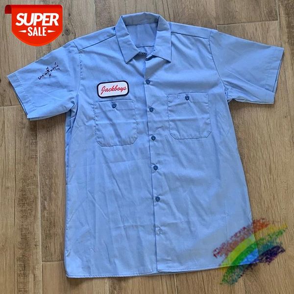 

2020fw travis scott jackboys work t shirt men women 1:1 streetwear blue cactus jack t-shirt tees #bh8s, White;black