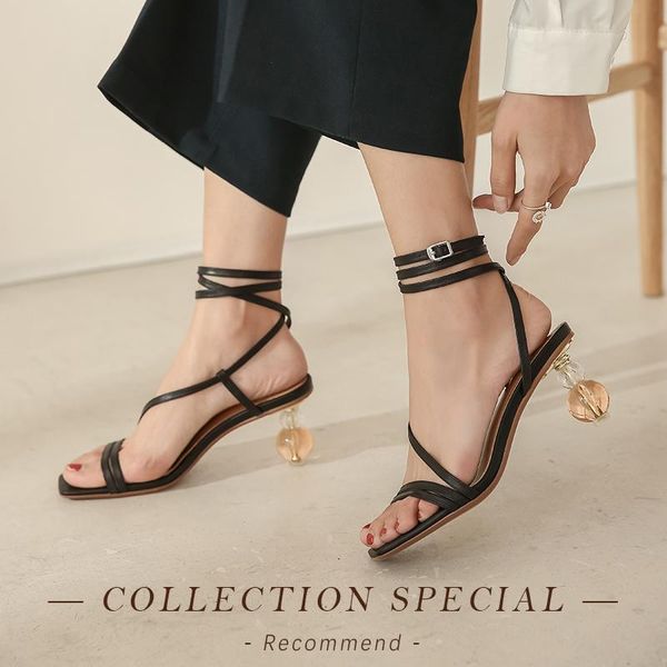 

dress shoes fericzot 2021 fashion style sandals open-toed crystal special heels spare toe summer ankle strap pumps casual party wedding, Black