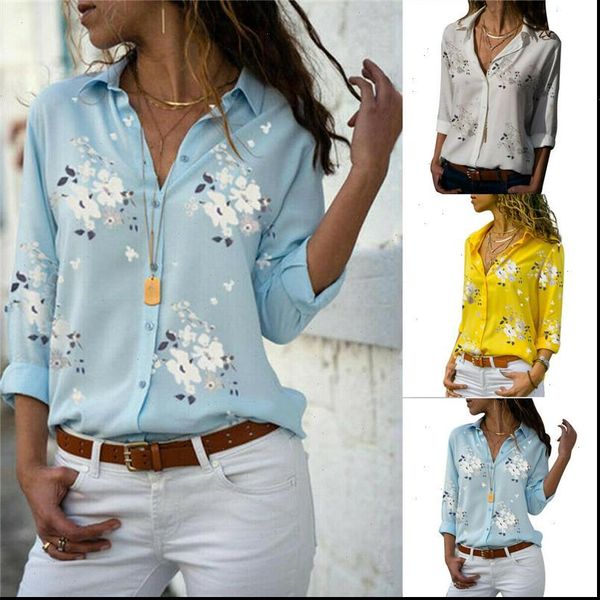 

women spring summer casual long sleeve loose blouse shirt ladies autumn button chiffon shirts plus size s 5xl, White