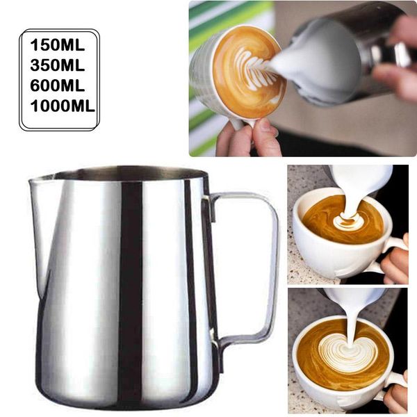 

coffee pots stainless steel milk frothing jug espresso pitcher barista craft latte 350 600 1000ml#25