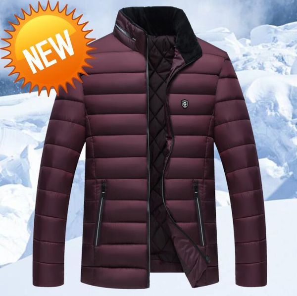 

red blue black winter warm jacket men coat cotton clothes short down thick veet middle-aged elderly stand collar b291