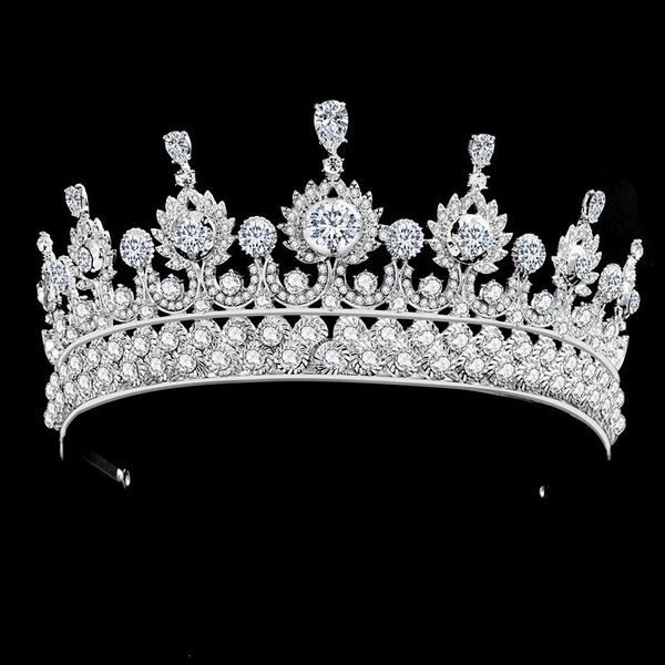 

hair clips & barrettes bridal shiny crown headwear for female wedding birthday headdress rhinestones inlaid retro luxury accessories bn, Golden;silver