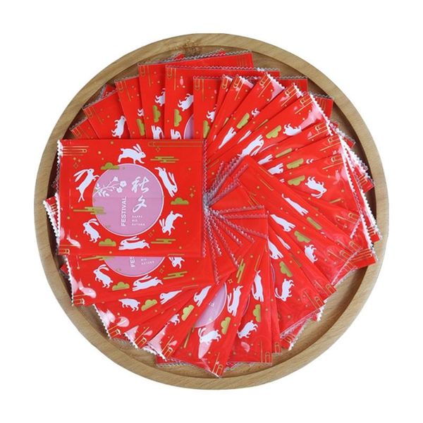 

gift wrap 100 pcs autumn festival moon pattern cake bags plastic cookie candy bag mid-autumn mooncake package
