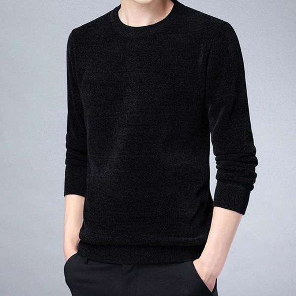 

men's casual shirts all match fabulous solid color knitted autumn shirt quick dry sweater round neck for work, White;black