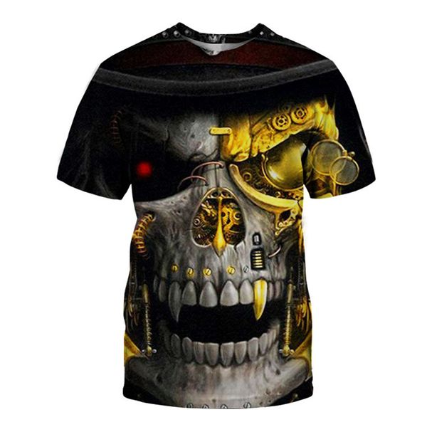 

bronzing skull pattern men 3d print t-shirt graphic optical illusion short sleeve party streetwear punk & gothic round neck summer, White;black