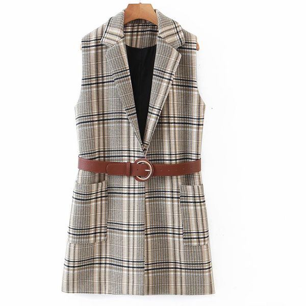 

2021 new women autumn winter plaid vest coats with belt down cotton jacket parkas female warm thick pocket cold outwear jafz, Black;white