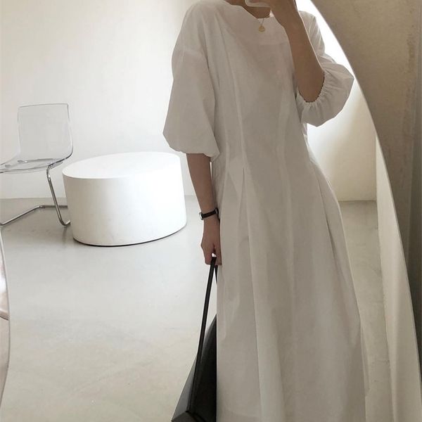 

gentle minimalist straight retro solid loose dress chic long dresses elegant party sweet office lady summer vestidos 210525, Black;gray