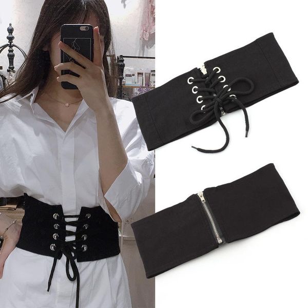 

belts wide female belt stretch elastic women corset waist decoration white shirt accessories ceinture femme zipper ladies, Black;brown