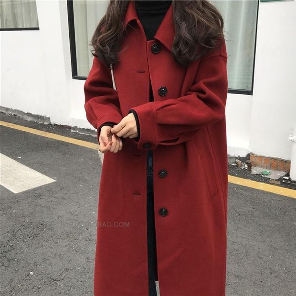 

new winter coat women oversize fashion cashmere wool outerwear female long thickening warm woolen overcoat womens trench coats, Black
